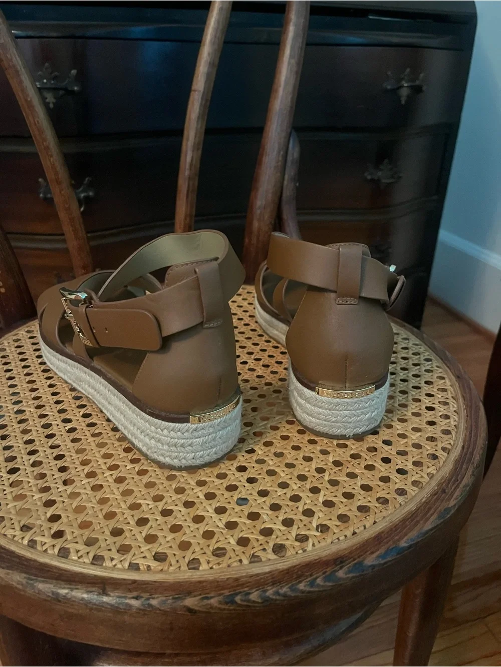 MICHAEL Michael Kors Tan Leather Espadrille Platform Sandals
